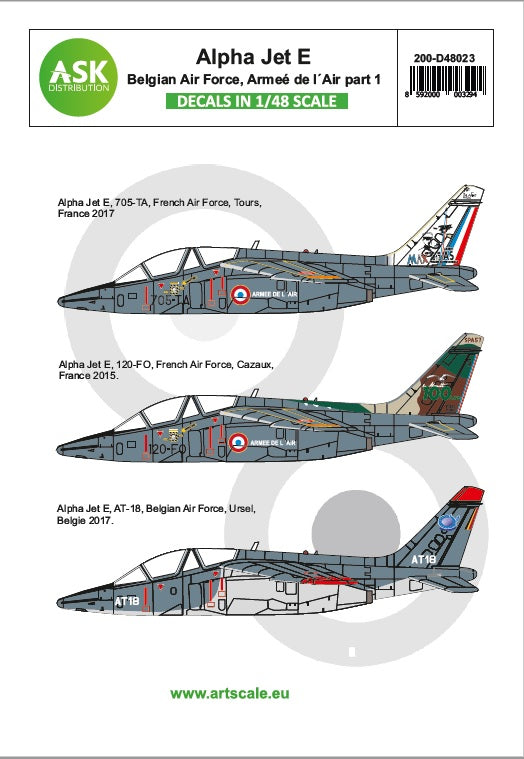 ArtScale Kit Alpha Jet E Belgian Air Force and Armeé de l´Air part 1 D48023-1/48
