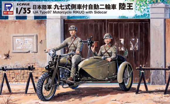 Pit Road IJA Type 97 Motorcycle Rikuo with Sidecar G50-1/35