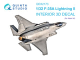 Quinta Studio F-35 A Lightning II interior 3D Decal for Italeri QD32173-1/32