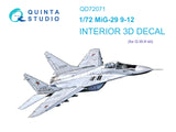 Quinta Studio MiG-29 9-12 Interior 3D Decal for GWH QD72071-1/72
