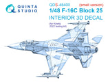 Quinta Studio F-16C Block 20 Interior 3D Decal for Kinetic QDS48400-1/48