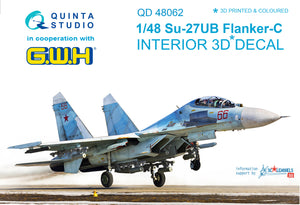 Quinta Studio SU-27UB Interior 3D Decal for GWH QD48062-1/48