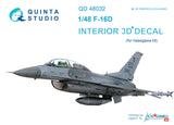 Quinta Studio F-16 D Interior 3D Decal for Hasegawa QD48032-1/48