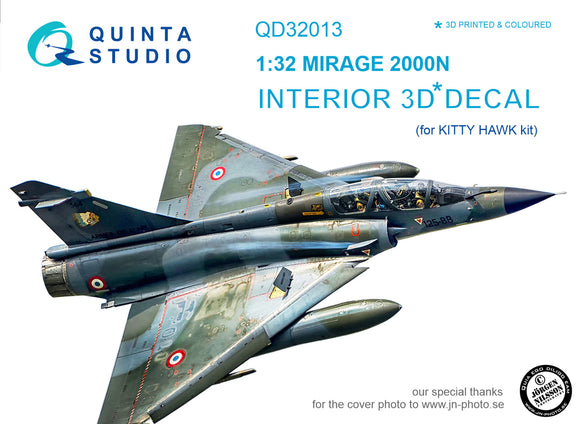 Quinta Studio Mirage 2000 N Interior 3D Decal for Kitty Hawk QD32013-1/32