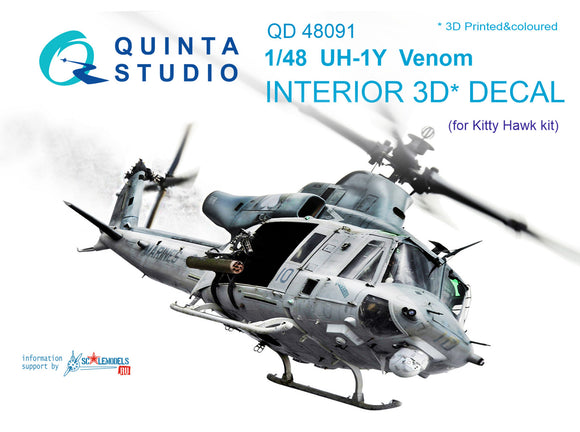 Quinta Studio UH-1Y Venom Interior 3D Decal for KITTY HAWK QD48091-1/48