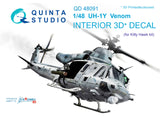 Quinta Studio UH-1Y Venom Interior 3D Decal for KITTY HAWK QD48091-1/48