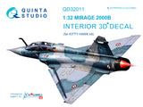 Quinta Studio Mirage 2000 B Interior 3D Decal for Kitty Hawk QD32011-1/32