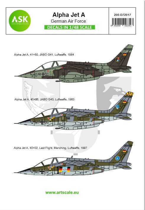 ArtScale Kit Alpha Jet A Bundeswehr German Air Force D72017-1/72
