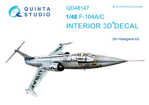 Quinta Studio F-104 A/C  Interior 3D Decal for Hasegawa QD48147-1/48