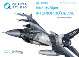 Quinta Studio F-16C Viper Interior 3D Decal for Hasegawa QD48035-1/48