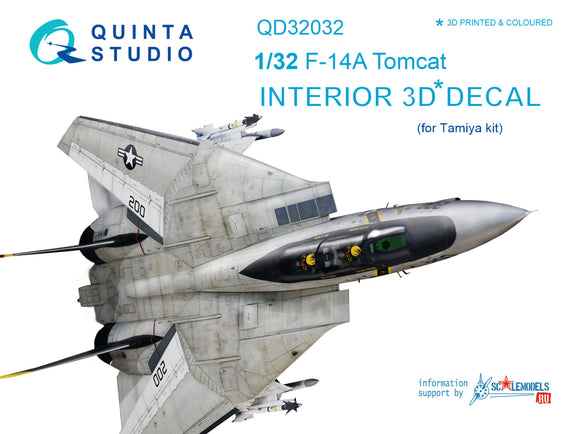 Quinta Studio F-14A Interior 3D Decal for Tamiya QD32032-1/32 