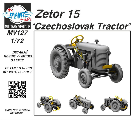 PLANET MODELS Zetor 15 Czechoslovak Tractor MV127-1/72
