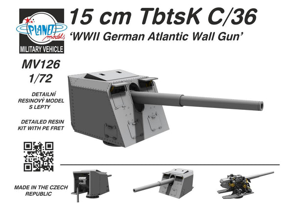 PLANET MODELS 15 cm TbtsK C/36 WWII German Atlantic Wall Gun MV 126 - 1/72