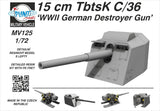 PLANET MODELS 15 cm TbtsK C/36 WWII German Destroyer Gun-MV125-1/72