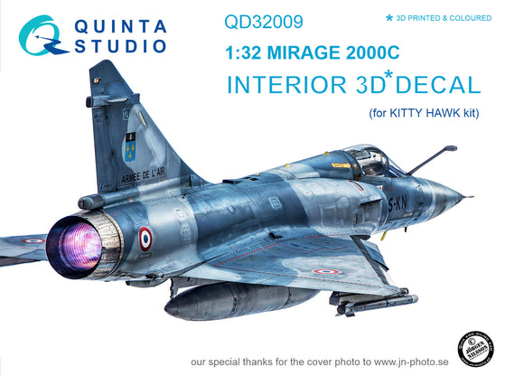 Quinta Studio Mirage 2000 C Interior 3D Decal for Kitty Hawk QD32009-1/32