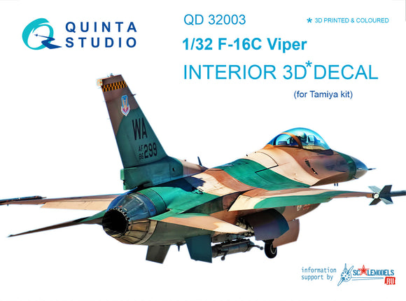 Quinta Studio F-16C Viper Interior 3D Decal for Tamiya QD32003 - 1/32
