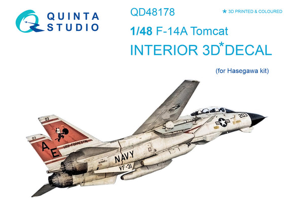Quinta Studio F-14A Interior 3D Decal for Hasegawa QD48178-1/48