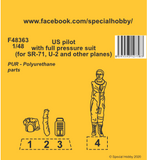 CMK US Pilot with full pressure suit (for SR-71, U-2 and other planes) F48363 - 1/48